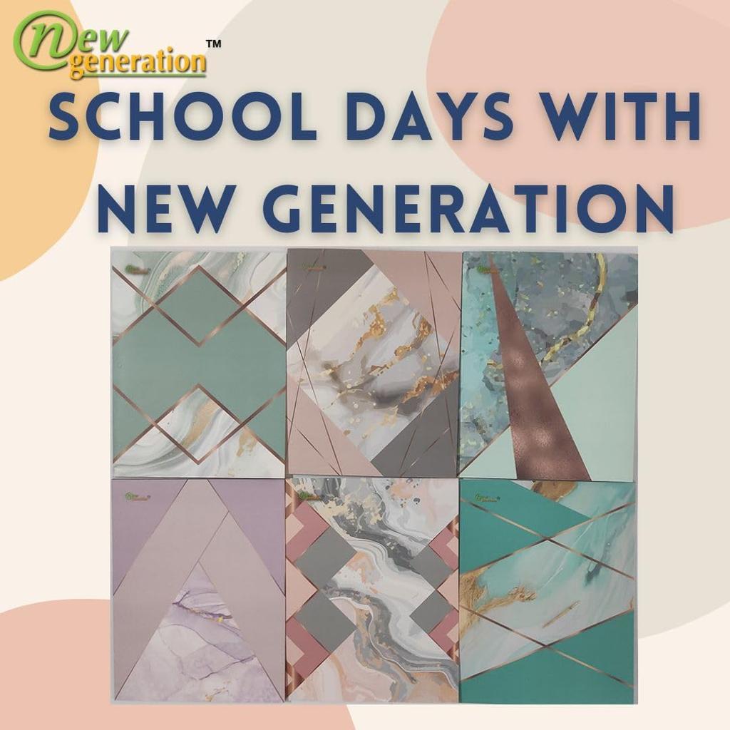 New Generation - Gold Marble Geometric - 2 Pocket Letter Size Folders (6 Pack), Assorted Designs, Heavy Duty & Glossy Laminated