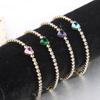 Stainless Steel Heart Tennis Bracelet for Women 4 Colors Crystal Zircon Adjustable Chain Boho Beach Party Jewelry Gift