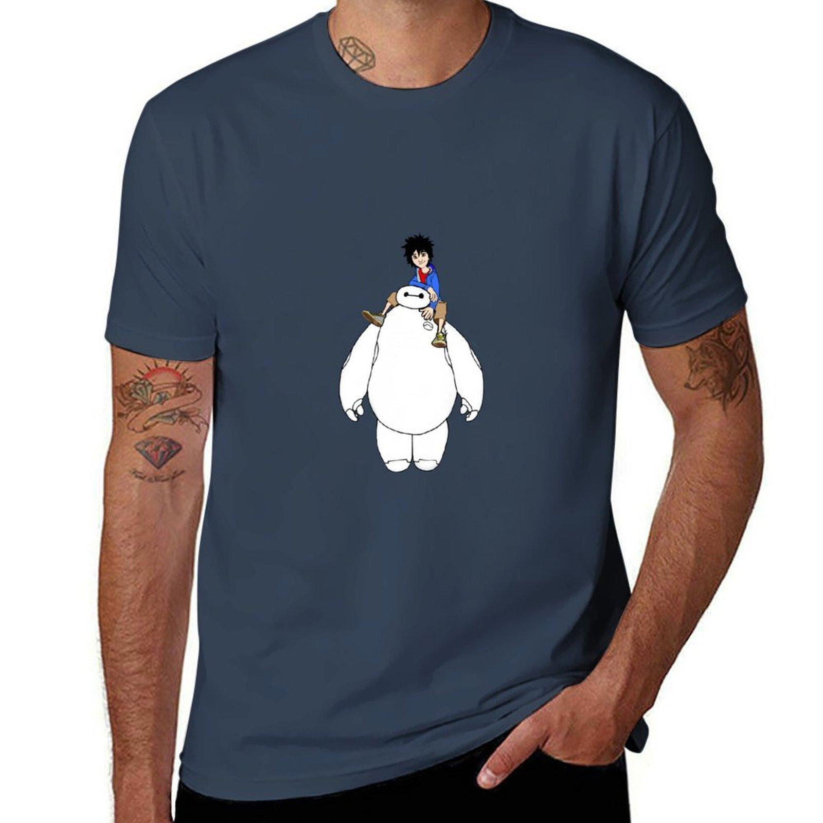 Футболка Big Hero Six, Beimax и Хиро футболка мужская 100% хлопок люксовый бренд мужские футболки для мужчин футболка S