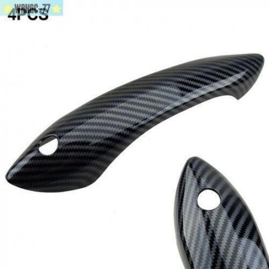 4x/Kit Carbon Fiber ABS Exterior Door Handle Cover Trim Fit For 5 Series