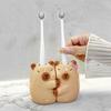 Pair Of Hugging Capybaras Toothbrush Holders Ceramic Waterproof Bathroom Decoration For Couple With Stable Base
