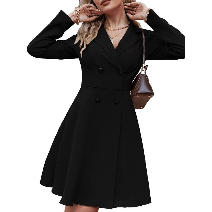 European And American Spring And Autumn Women'S Solid Color Double Breasted Long Sleeved Windbreaker, Fashionable Slim Fit Jacket