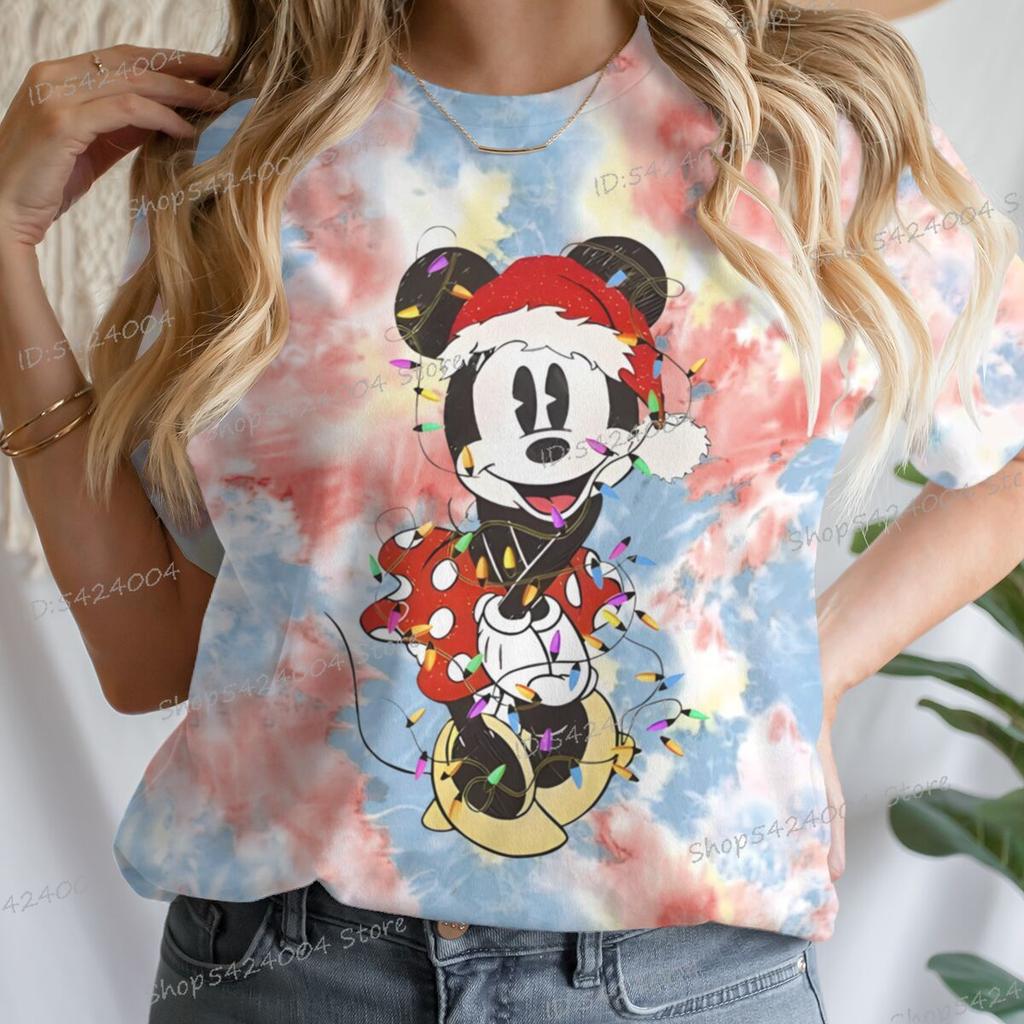 Women Men Mickey Minnie Christmas Shirt Cartoon Graphic Merry Christmas Couple Matching Tshirts