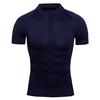 Men's Stand Collar Zipper Fitness Short Sleeve Training Stretch T-shirt Sports Quick-drying Clothes