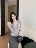 V-neck Lace Bell Sleeve Slimming Top Women's
