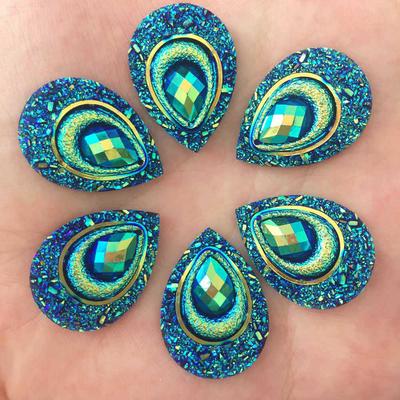 20 adet 18mm * 25mm AB Siyah Reçine Damla Flatback Taklidi