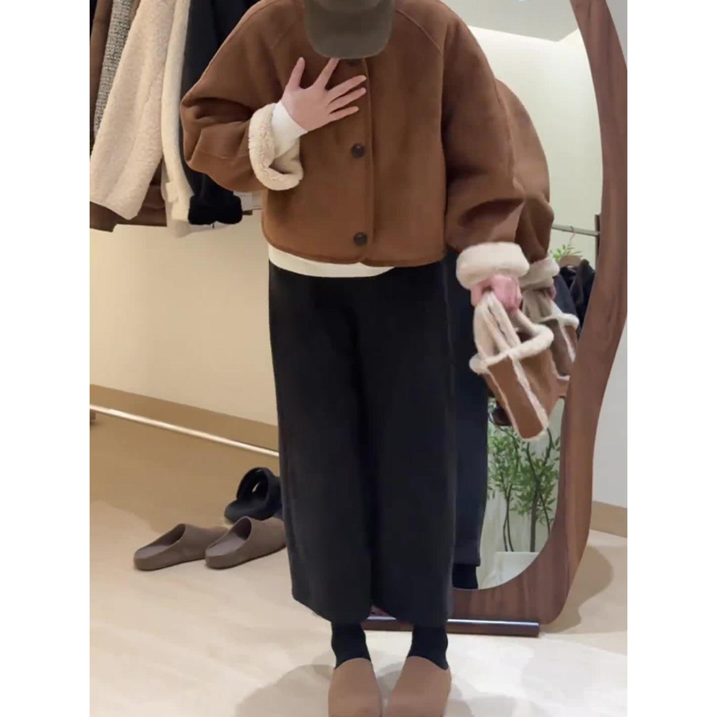 

Popular Plus Size High-Waist Wool Pants: Loose, Slimming, Straight-Leg, 8/10 or 9/10 Length, Perfect for Spring & Autumn 3XL
