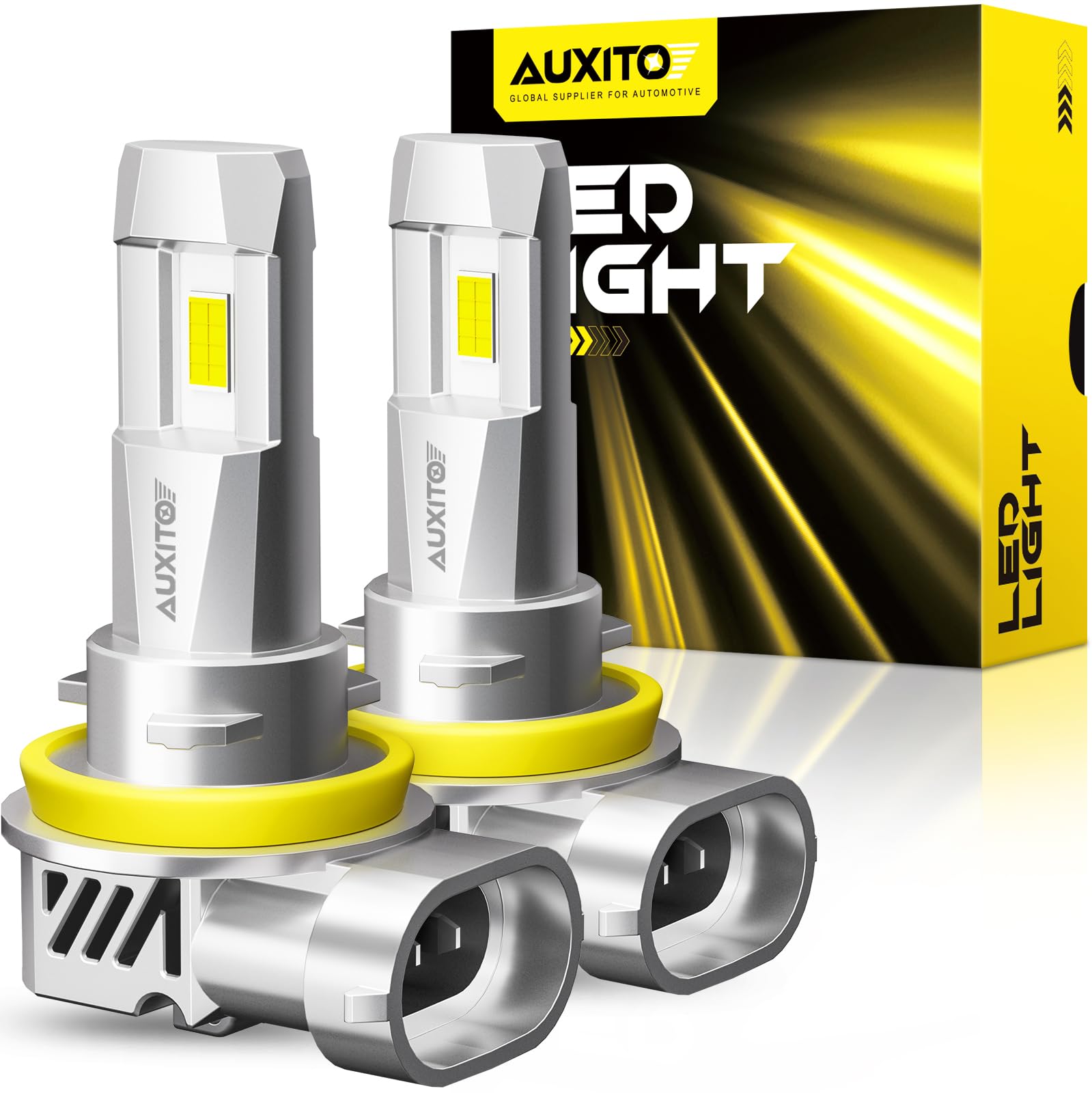 

AUXITO and H16 LED Headlights for Equipped with LED 6 Times Meets New Vehicle Inspection Incredible OEM Halogen Size High Compatible with 12V Vehicles