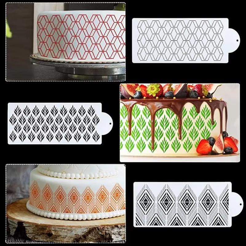 Fondant Cake Mesh Stamps Stencils Embossing for Decorating Tool Plastic Spray Mold Cake Lace Border Painting Wedding Party Decor