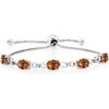 Gem Stone King 3-6 Cttw Gemstone Birthstone and Accent Lab Grown Diamond Tennis Bracelet For Women | 925 Sterling Silver | 7X5MM Oval | Adjustable