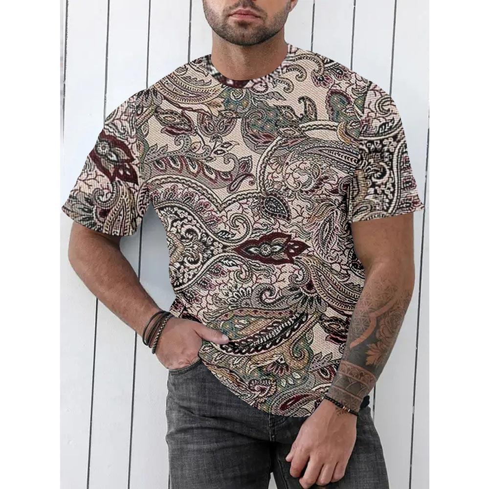 Western Elements 3D Digital Printing Imitation Cotton Men's Short Sleeved T-shirt