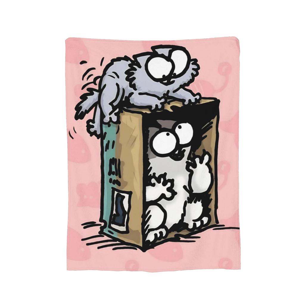 Simons Cat Humorous Cat Flannel Blankets Novelty Throw Blankets for Home Hotel Sofa 125*100cm Bedspreads,