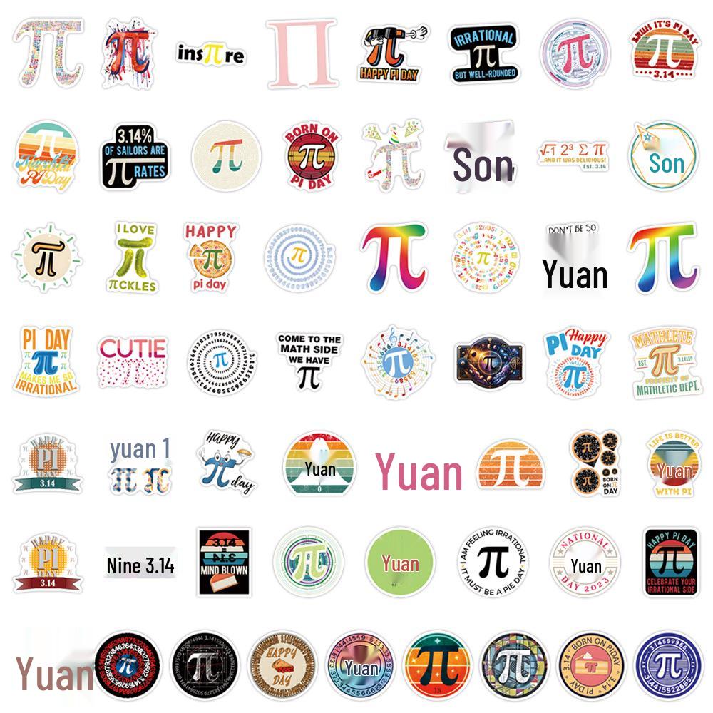 

55 International Math Day Stickers for Suitcases & Bottles 5 to 7 cm