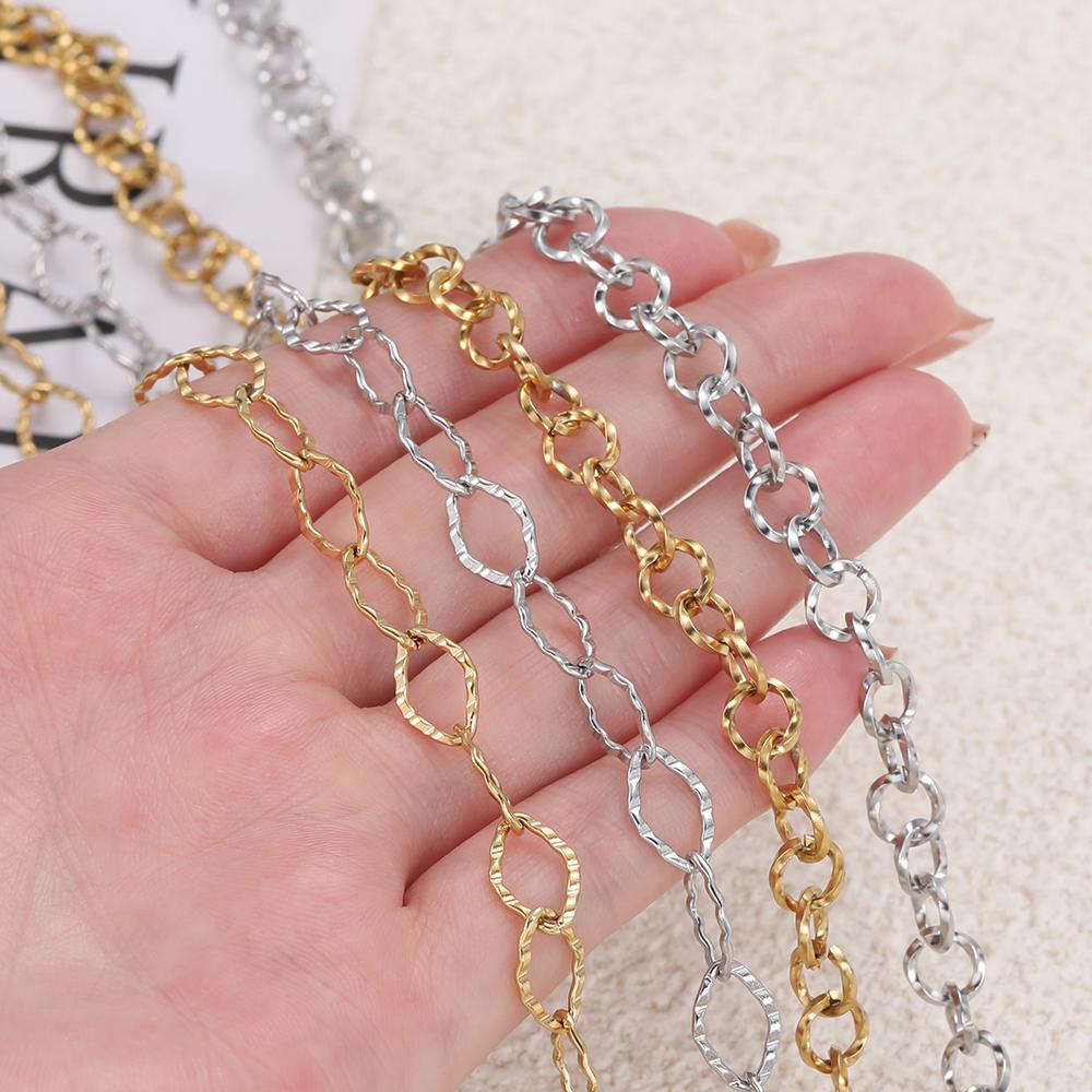 1Meter/Pack Two Sizes 304 Stainless Steel Oval Shape Handmade Chains for DIY Necklace Bracelets Jewelry Making Accessories