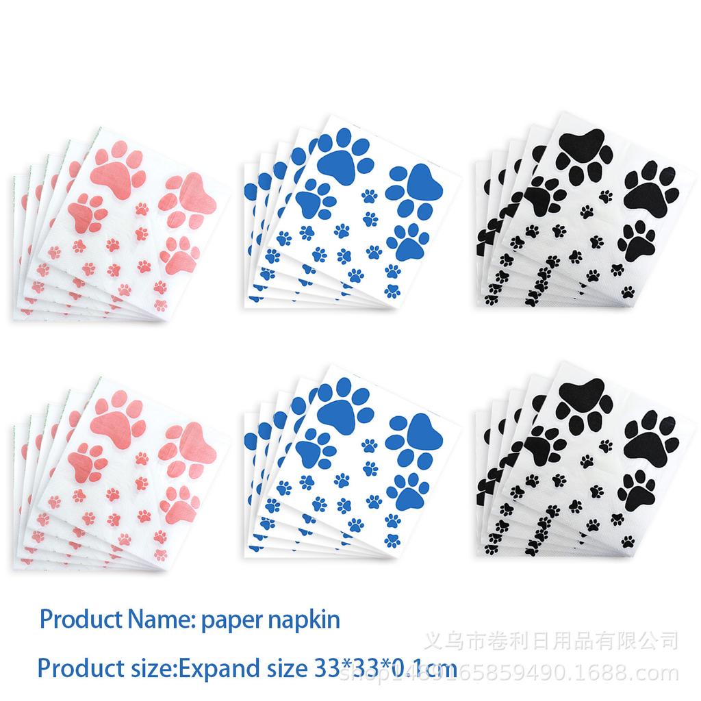 Custom Dog Paw Theme Party Supplies Dog Paw Party Decoration Pennant Disposable Tableware Paper Cup Tablecloth