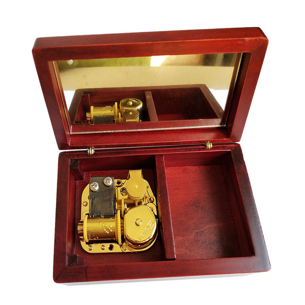 Retro Wooden Musical Box Exquisite Crafts Music Case Jewelry Storage Wind-up Music Box for Wedding Room Decoration