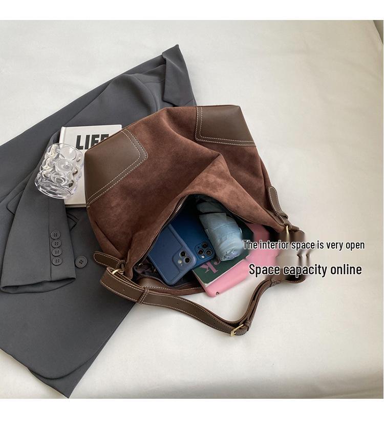 Retro Suede Large-Capacity Crossbody Tote - 2025 Autumn/Winter Collection for Women