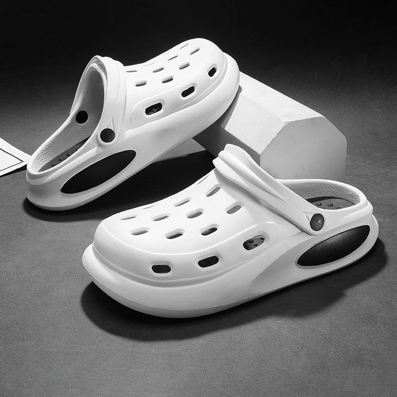 

Hole shoes men s summer wear non-slip and deodorant bag head slippers, thick-soled driving dual-purpose beach sandals 45 білий