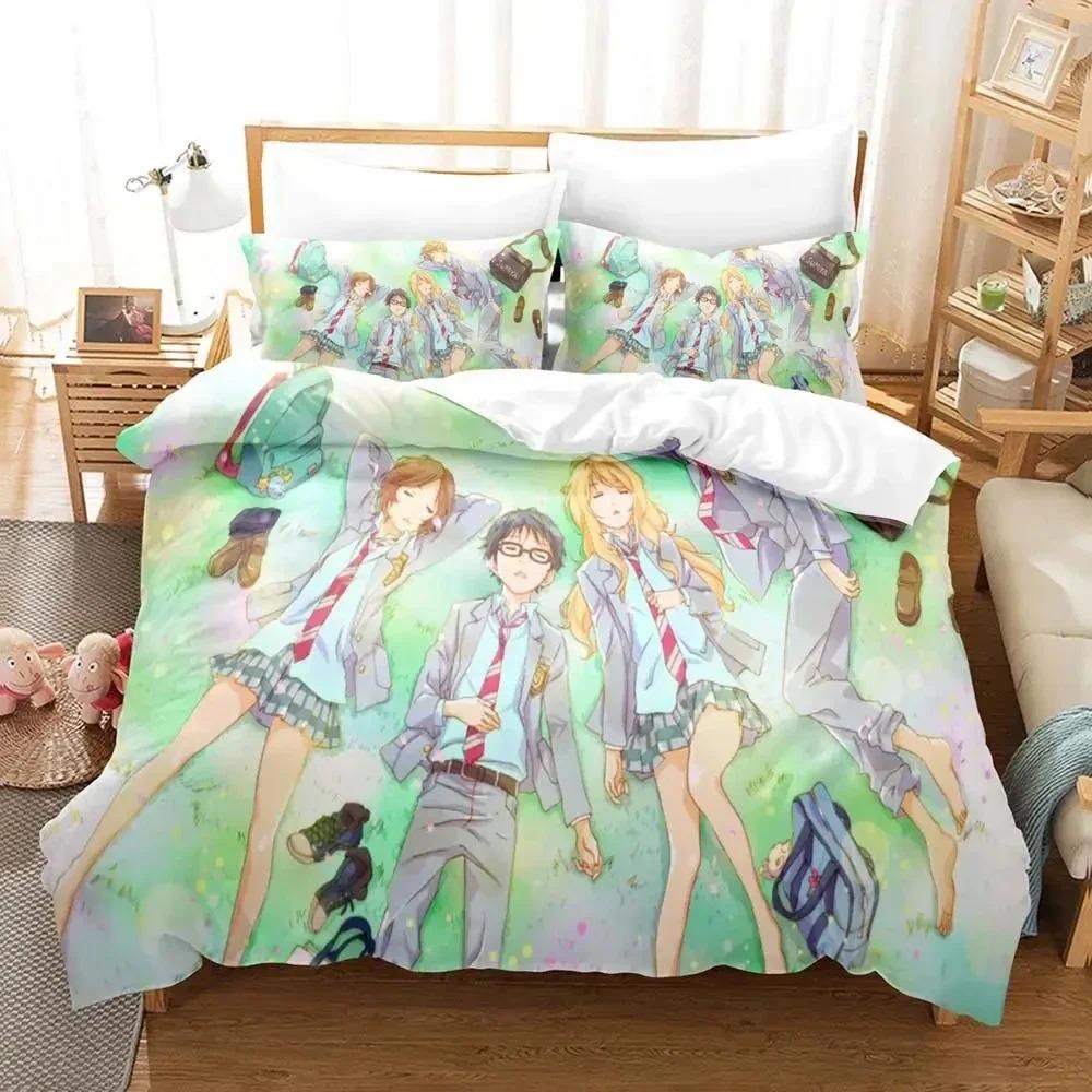 Comfortable Anime Print Duvet Cover Set With Duvet Cover And Pillowcases King Queen Twin Sizes For All Ages