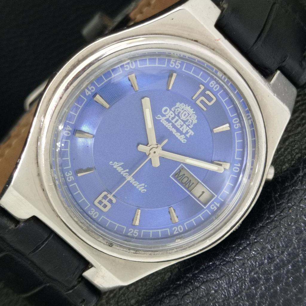 

ORIENT AUTOMATIC 46941 VINTAGE JAPAN MENS BLUE COLOR DIAL WATCH a701884-5 R207-a701884