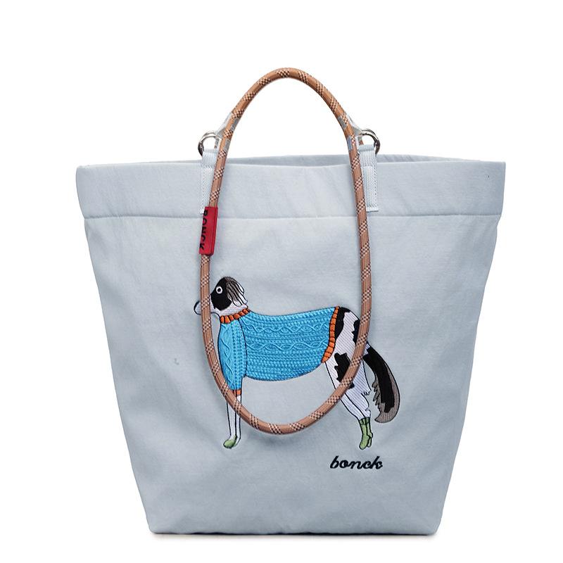 Spring and Summer Embroidery Spotted Dog Underarm Hand Bag Shoulder Bag Simple Tote Bag Messenger Bag Women