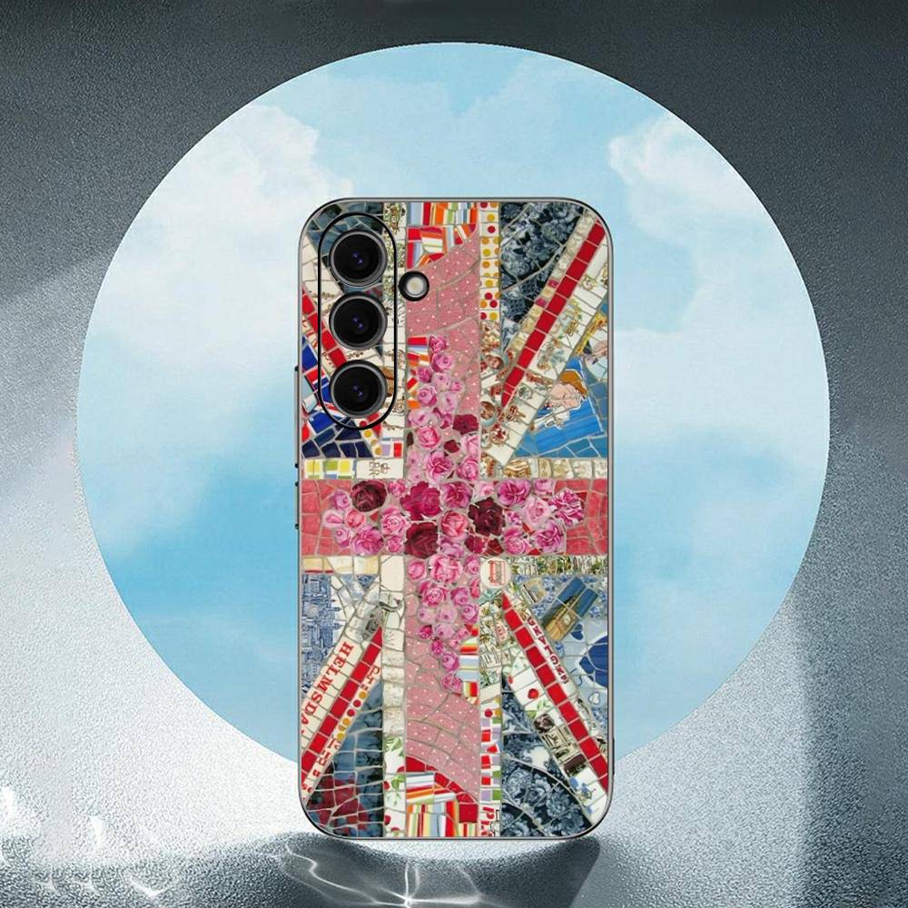 Uk Flag For Samsung Galaxy S25 S24 S23 Ultra S22 S21 Plus S20 Black Soft Silicone Protective Case
