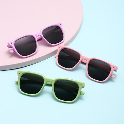Nové Retro High-end Niche Čtvercové Rám Konkávní Tvar Módní Silikonové Polarizované Dětské Sluneční Brýle 23046