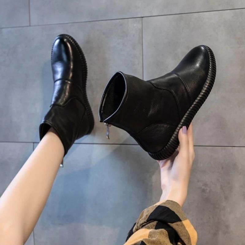 Fashion Booties White Platform Female Ankle Boots Work Sneakers Chunky Leather Short Shoes for Women Sports Flat Footwear 2025 Pu