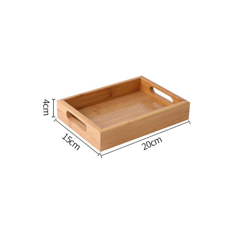 Japanese Bamboo Rectangular Serving Tray with Handles Multifunctional Fruit Snack Tray for Home Party Gathering 20x15x4