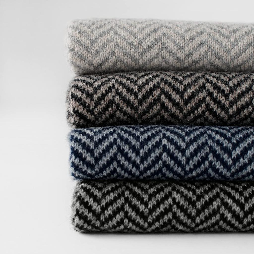 Prodigal Cashmere Herringbone One Size Fits Charcoal Gray 100% Scarf, Men's, All,