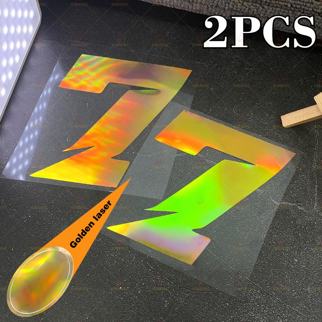2pcs Gold Laser Motorcycle Number 0-9 Stickers Waterproof for Motorcycle Fairings Fuel Tank Helmet Scooter Universal Vinyl Decal