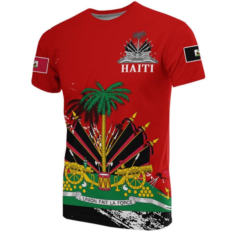 

Summer New 3D Printing Caribbean Sea Haiti Flag T Shirt Men Fashion Cool Short Sleeves Women Hawaiian Y2k Tee Shirts Vintage Top XXS