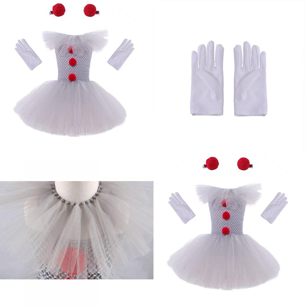 Sparkling Princess Clown Dress Set For Children's Halloween Show