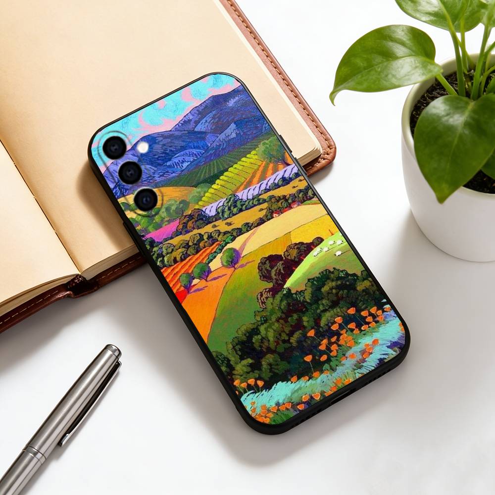

David Hockney Art Phone Case Black Silicone Soft For Samsung Galaxy A73,A72,A71,A70,A53,A52,A51 Samsung a11