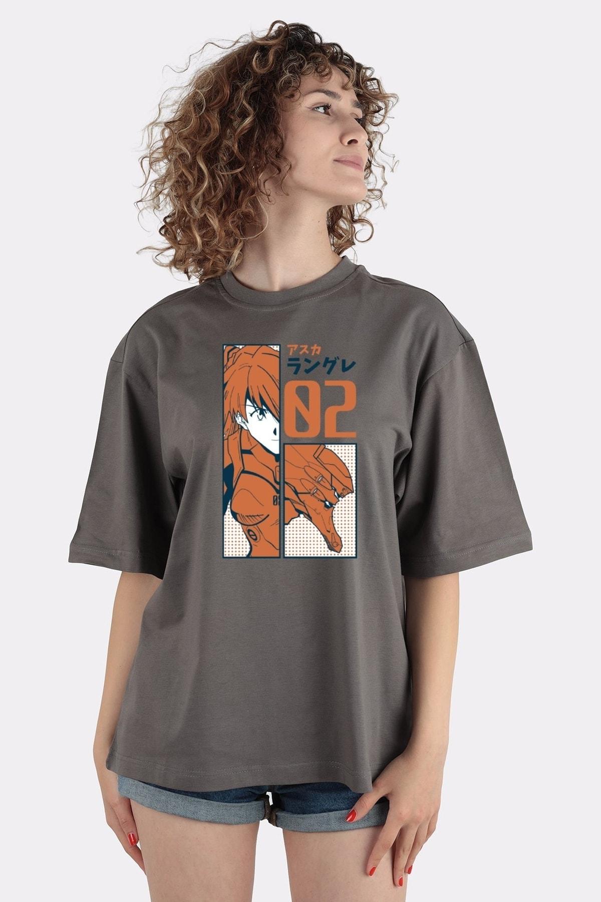 

Футболка большого размера из копченого 100% хлопка с круглым вырезом Asuka Langley Evangelion