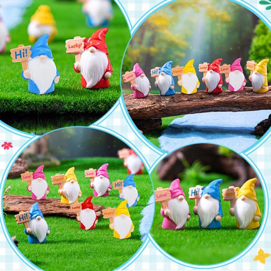 12Pcs Mini Holding Sign Gnome Figurine Tiny Faceless Dwarf Resin Statue Miniature Elf Ornament Fairy Garden Decoration