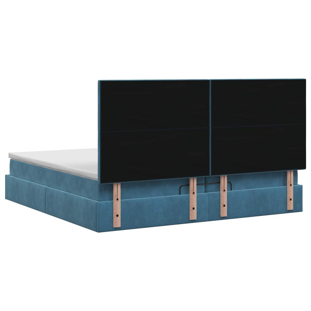 Ottoman Bed with Mattress Dark Blue 200 X 200 Cm Velvet