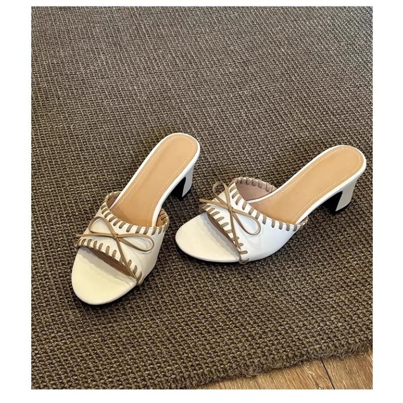 Sandalen mit offenem Zeh und hohen Absätzen Damen Neuer Stil Beliebte Damen Hausschuhe Quadratische Spitze Dicker Absatz Mittelhohe Hausschuhe Zapatos Mujer