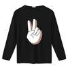 Peace Hand Sign For And Women S T Shirt  Top with Unique Stylish Print Vintage Washed Homme Top For Everyday Wear Comfortable