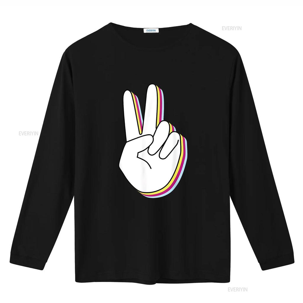 Peace Hand Sign For And Women S T Shirt Top with Unique Stylish Print Vintage Washed Homme Top For Everyday Wear Comfortable