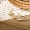 Super Shiny Zircon Fan-shaped Stud Earrings: Elegant Fashion, Lightweight Luxury Accessories