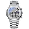 CHENXI Multifunctional Men's Watch True Three Sub-dials Six Hands Calendar Moon Phase Chronograph Octagonal Quartz Watch Reloj