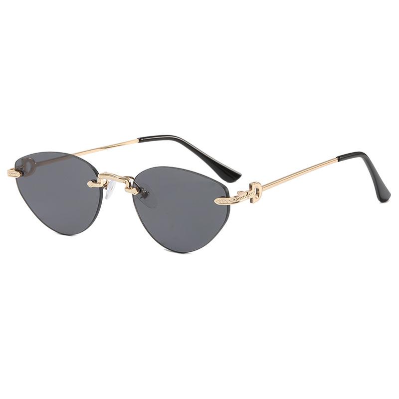 Cat Eye Shape Rimless Sunglasses For Woman European American Style Sun Glass For Men Vacation Travelling Female Sunglass