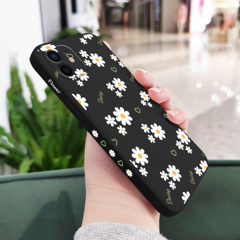 

Love With Daisy Phone Case For iPhone 12 11 X XR XS 8 7 SE2 Plus Pro Max Mini Silicone Cover iPhone 12 mini чёрный
