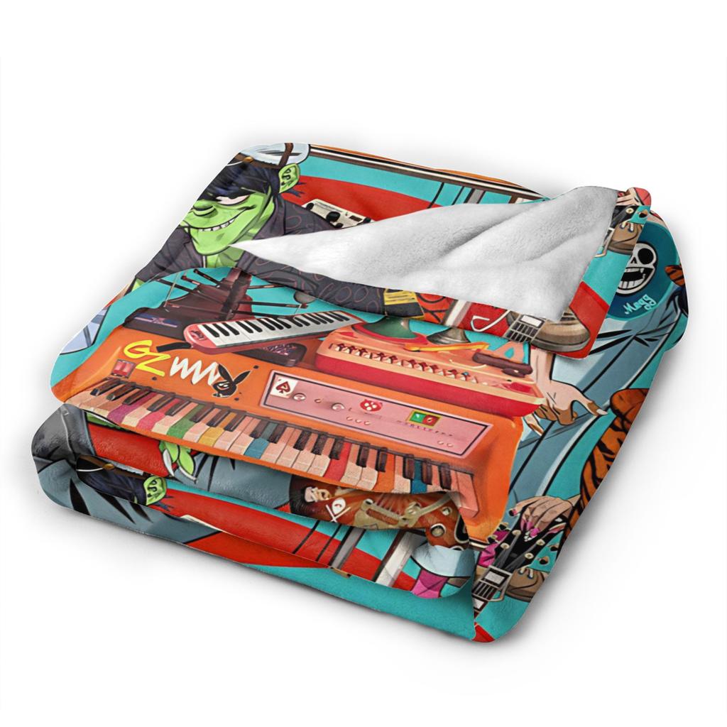 Music Band Gorillaz Punk Rock Warm Soft Blanket Travel Plush Throw Blanket Fluffy Bedroom Flannel Bedspread Sofa Bed Cover