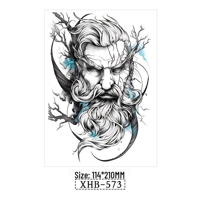 

Водонепроникні Чорні Тату-наклейки на півруки з тваринами 114*210MM