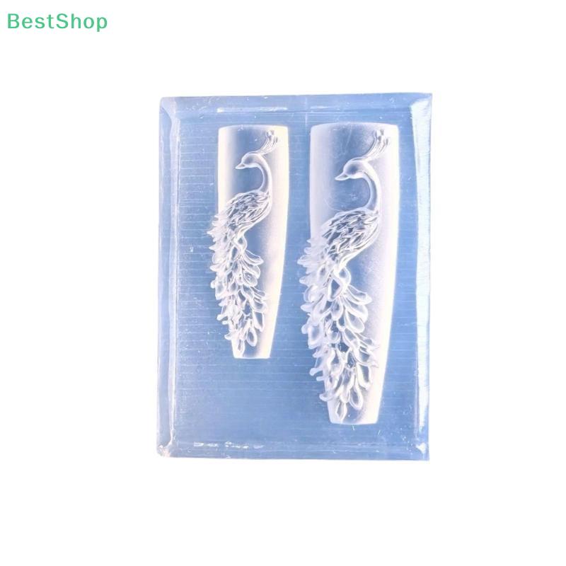 3D Relief Silicone Nail Mold Peacock Design Pattern DIY Nail Art Decor Transparent Manicure Template