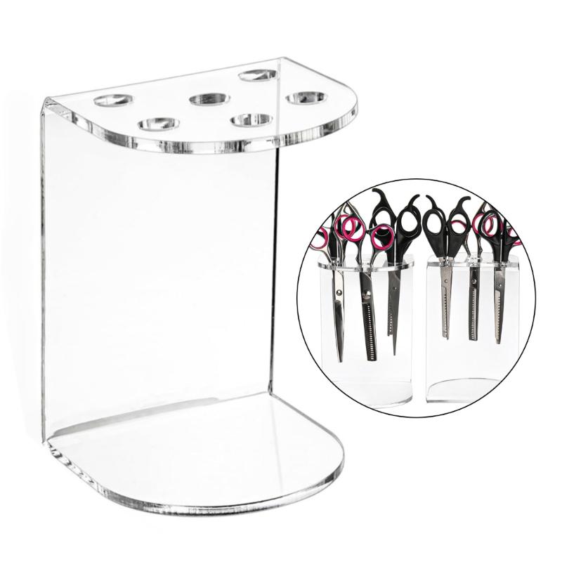 2 Pieces Acrylic Scissors Stand with 6 Slot Salon Barber Tool Organizers Desktop Comb Clip Storage Rack
