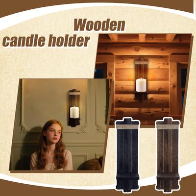 Large Candle Holder Wall Decoration For House, Two Sets Of Rustic Wooden Candle Holders With Floating Shelves For Fireplace Or Living Room