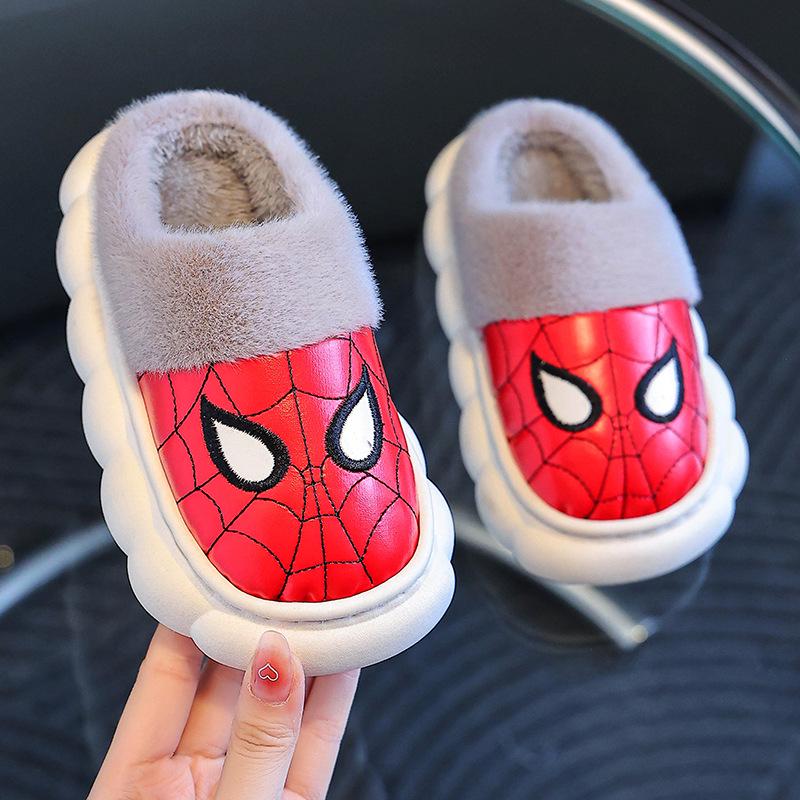 Boys' 2026 Waterproof Leather Baby Cotton Slippers